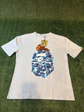 BAPE Blue Camo Ape Head Baby Milo Tee NWT